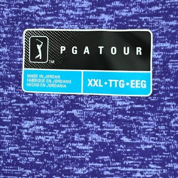 PGA Tour Short Sleeve Athleisure Golf Polo Shirt Purple Stripe Size XXL - Picture 2 of 8